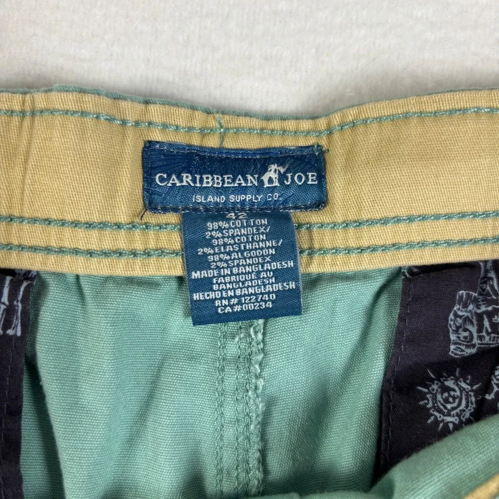 Caribbean Joe Mens Shorts Size 42 Seafoam Green Cotton Stretch Drawstring Casual